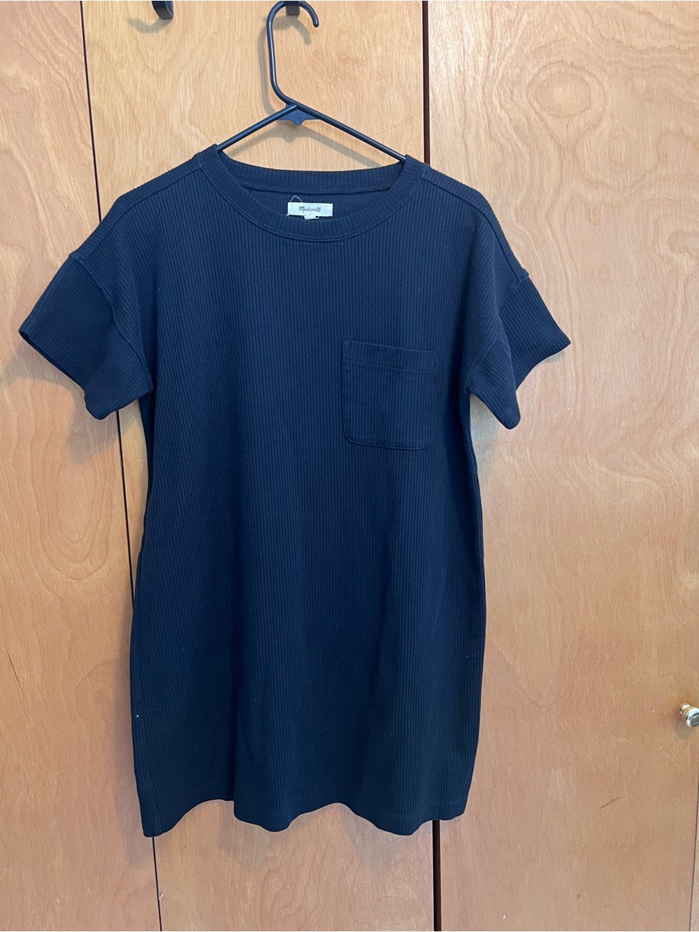 Madewell Classic Rib T-shirt Dress- Black Size Small